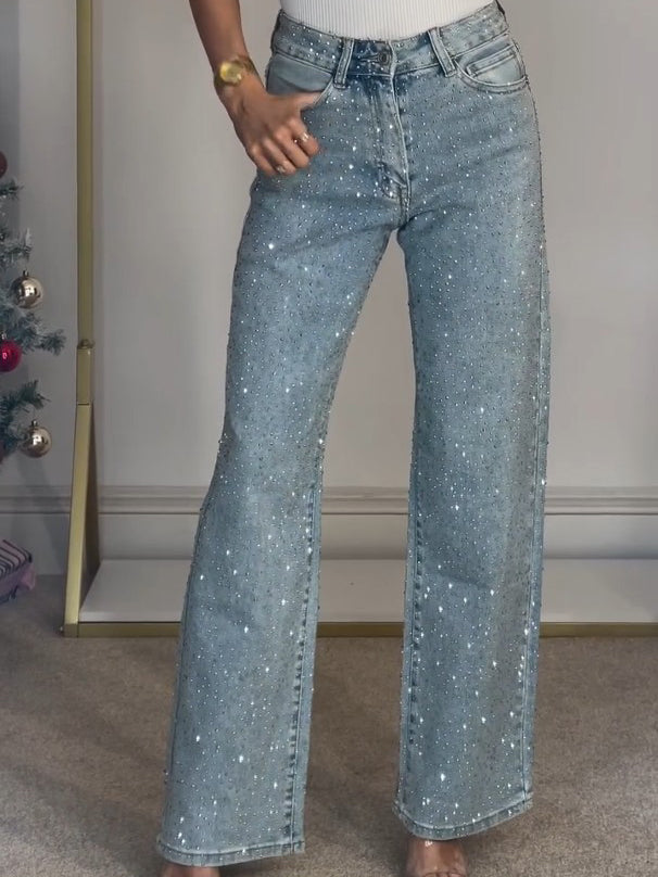 Drune | Jeans Mit Hoher Taille Und Diamant Details