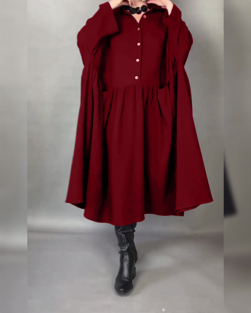 Drune | A-Linien Kleid mit Revers und Knöpfen