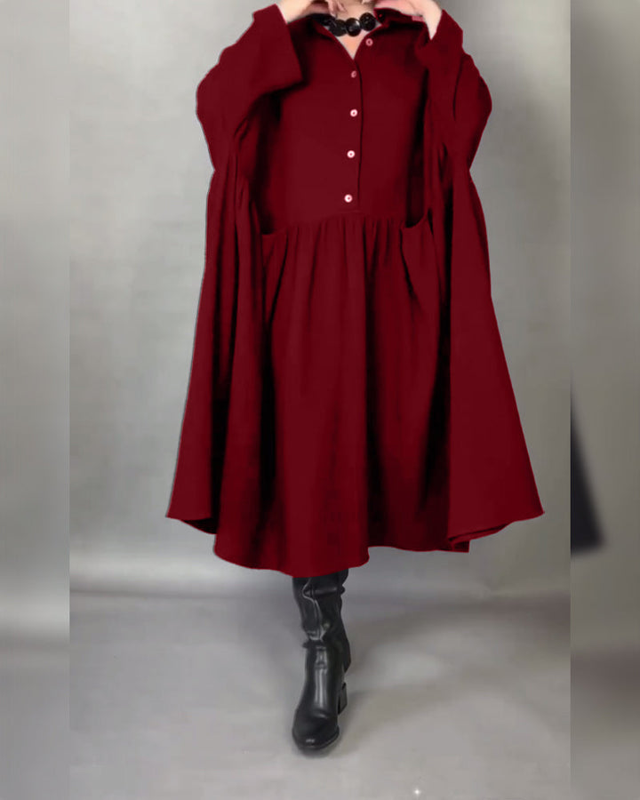 Drune | A-Linien Kleid mit Revers und Knöpfen