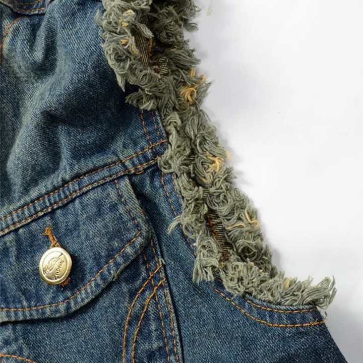 Drune | Zerrissene Denim-Weste