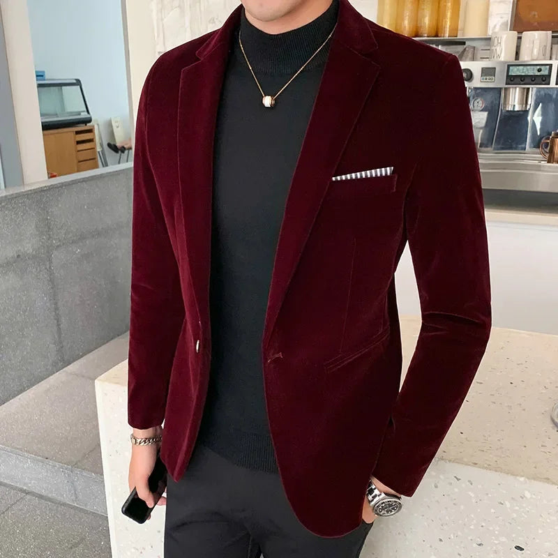 Drune | Slim Fit Luxuriöses Samt Einreiher Formeller Schnitt