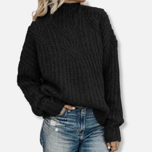 Drune | Pullover Sweatshirt - Wolle Kabelstrick - Hoher Kragen - Lässig Fit - Lange Ärmel