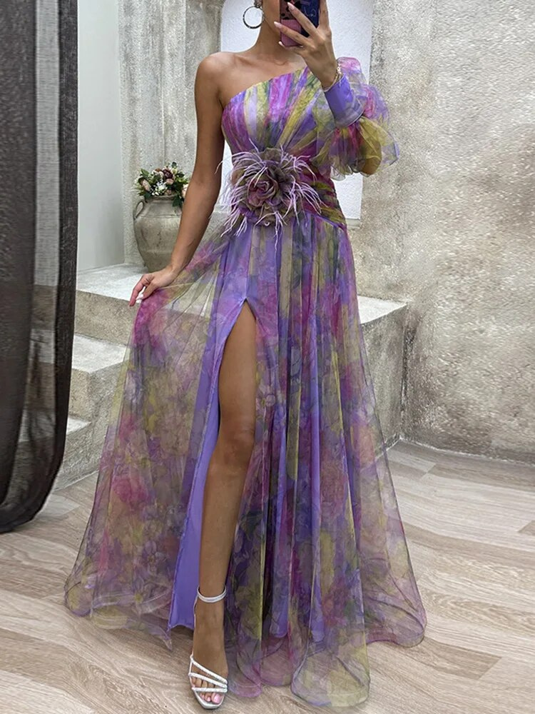 Drune | Asymmetrisches Maxikleid Mit Blumenmuster Sommerkleid Für Damen