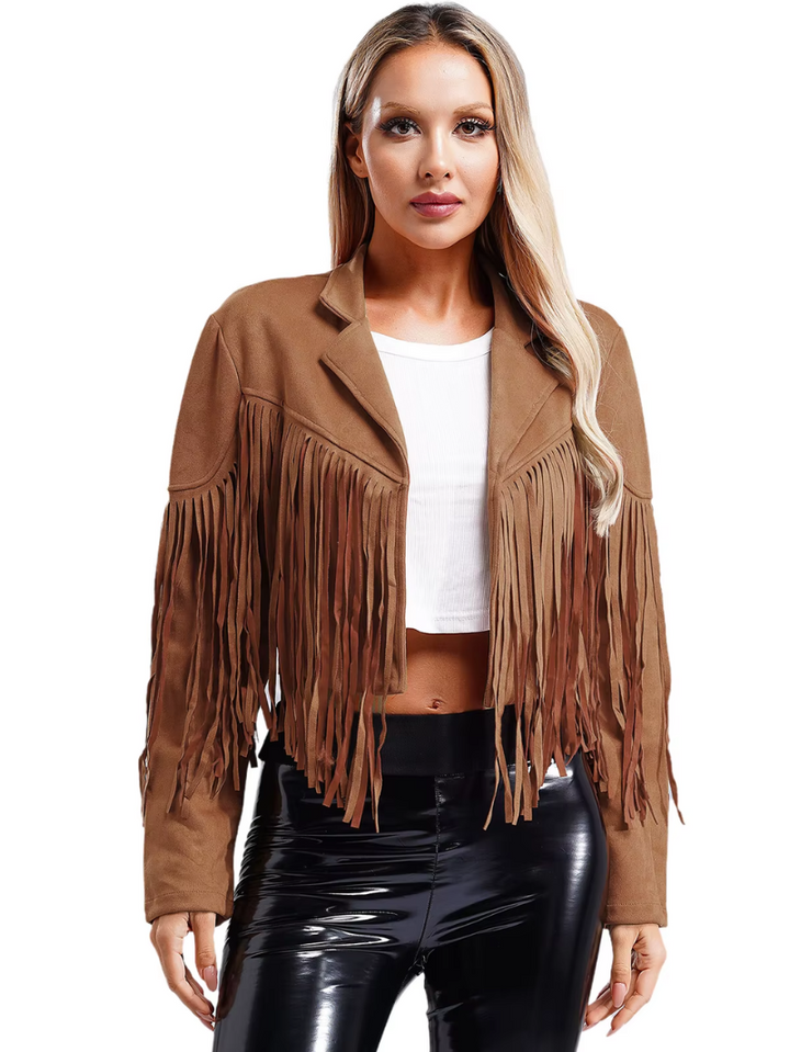 Drune | Braune Jacke mit Fransen