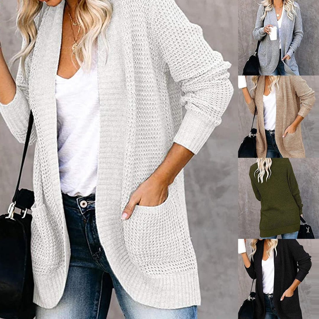Drune | StrickStrickjacke Weicher Stoff Offene Vorderseite Lässiger Schnitt Mit Taschen