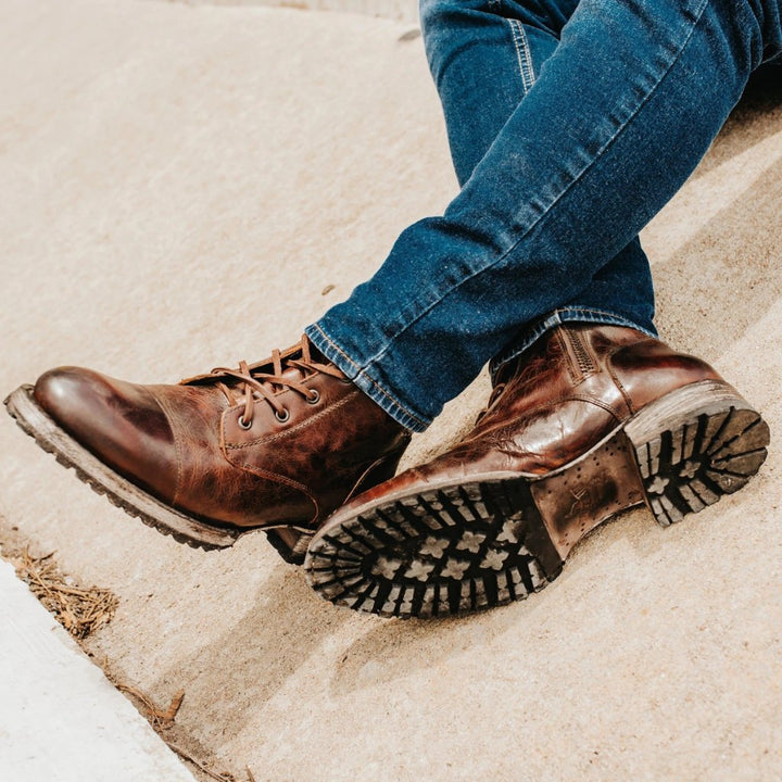 Drune | Retro Lederstiefel Mit Schnürsenkeln