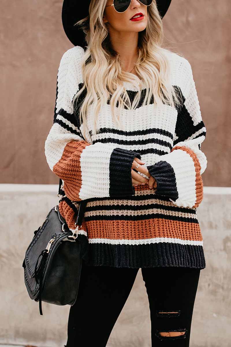 Drune | Eleganter Winterpullover mit Streifenmuster für Frauen