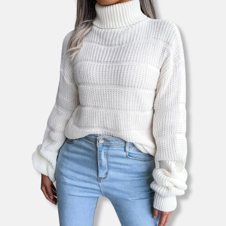 Drune | Rollkragenpullover - Weiches Strickmaterial - Gerippte Optik - Lockere Passform - Langärmlig