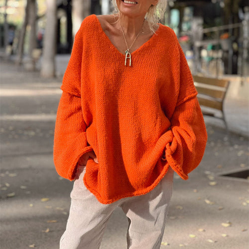 Drune | Locker Gestrickter Damenpullover mit V-Ausschnitt
