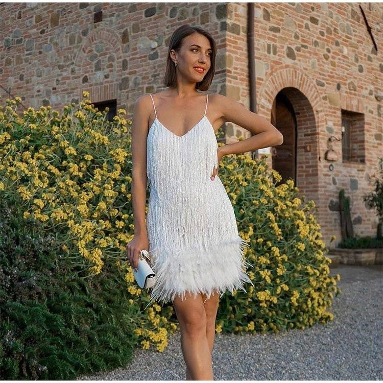 Drune | Party-Ready - Kleid mit Federtasseln und Pailletten