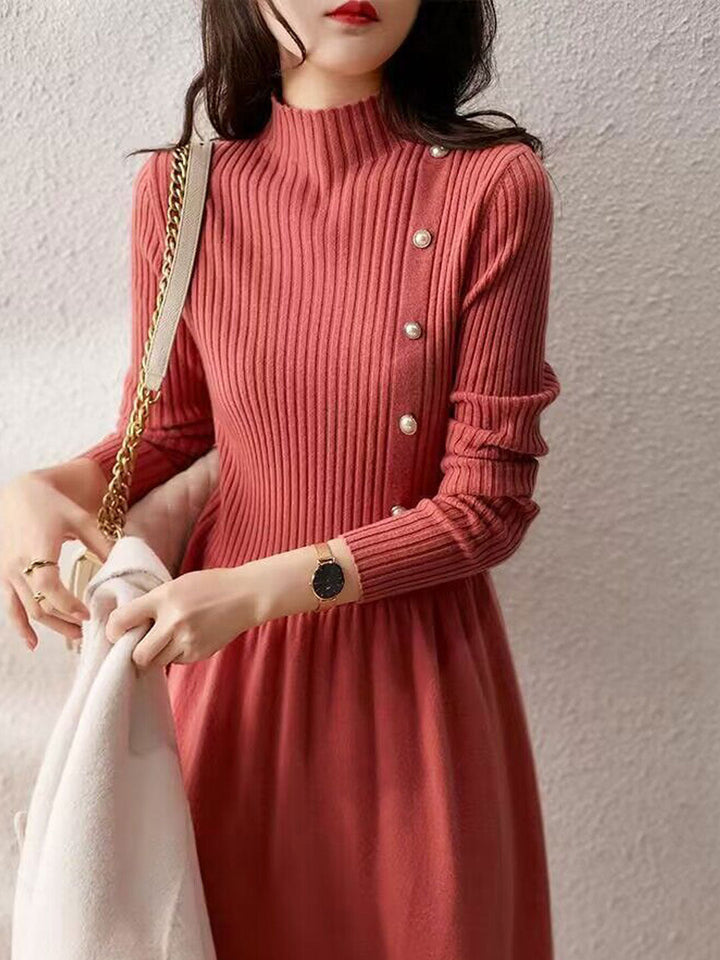 Drune | Kleid - Elegantes Rollkragen Strickkleid