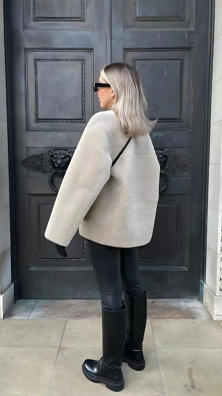 Drune | Leder Damenjacke mit Kunstpelz