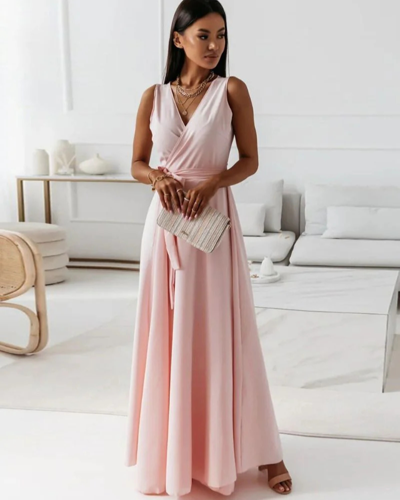 Drune | Langes V-Ausschnitt Kleid für Damen Maxi