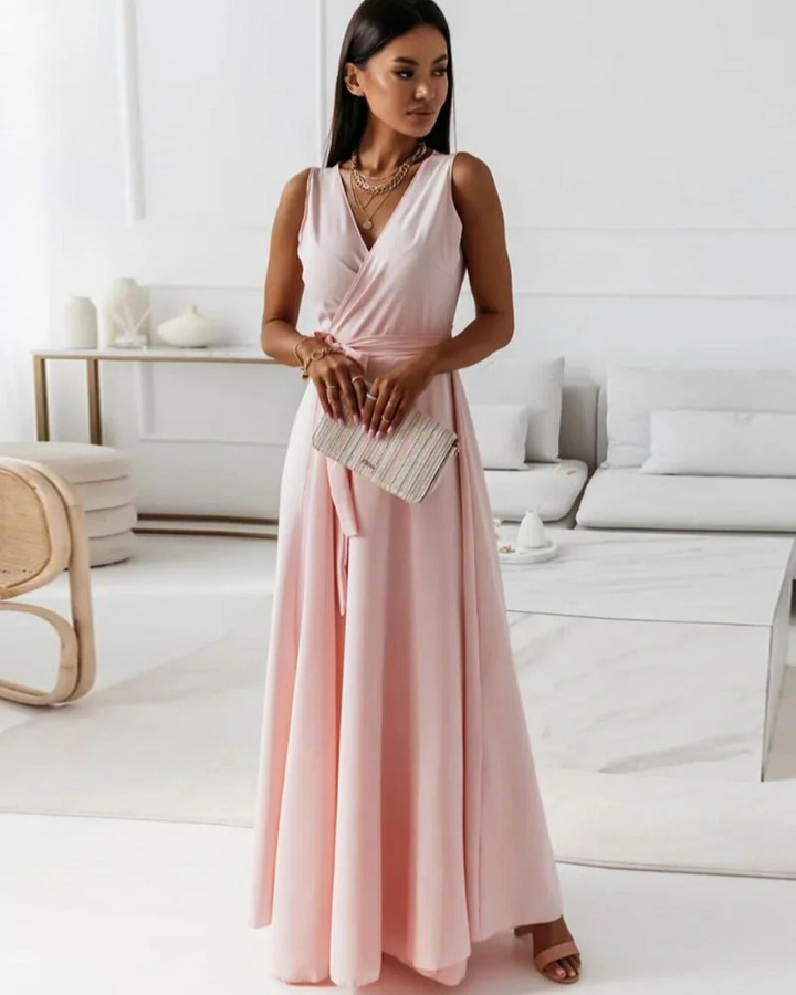 Drune | Langes V-Ausschnitt Kleid für Damen Maxi