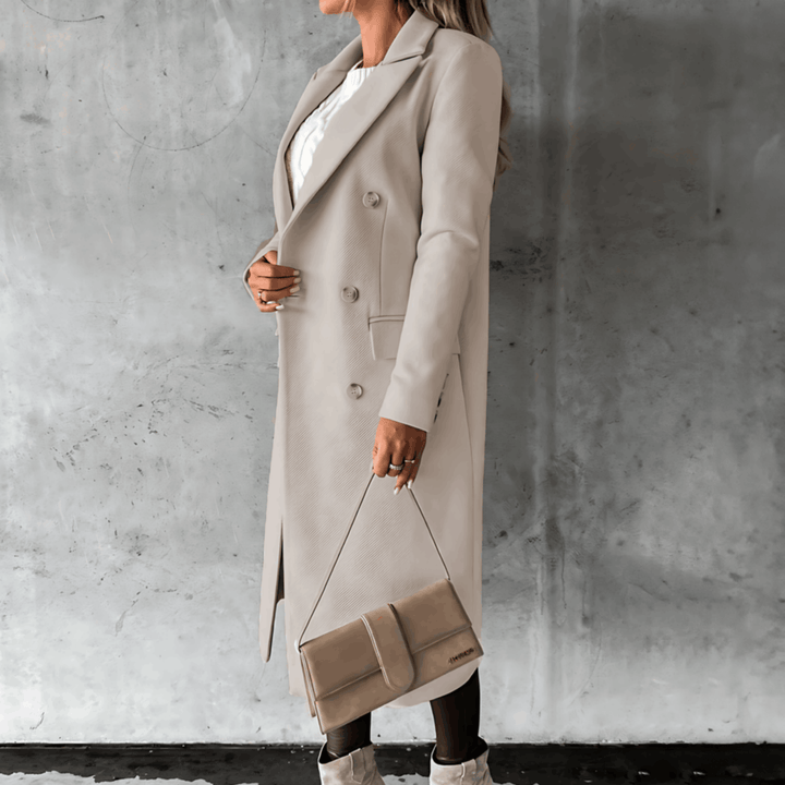 Drune | Lange Elegante Smart Lässig Jacke mit Knöpfen und Hohem Kragen