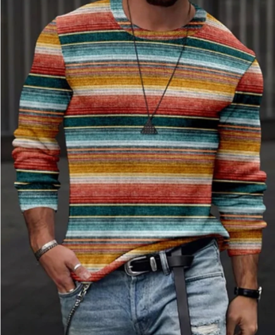 Drune | Strick Crew Neck Langärmlig Lockere Passform Streifenmuster