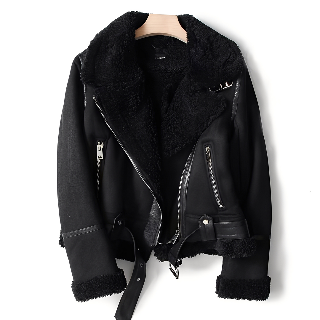Drune | Stylische Damen-Wildlederjacke mit Gürtel