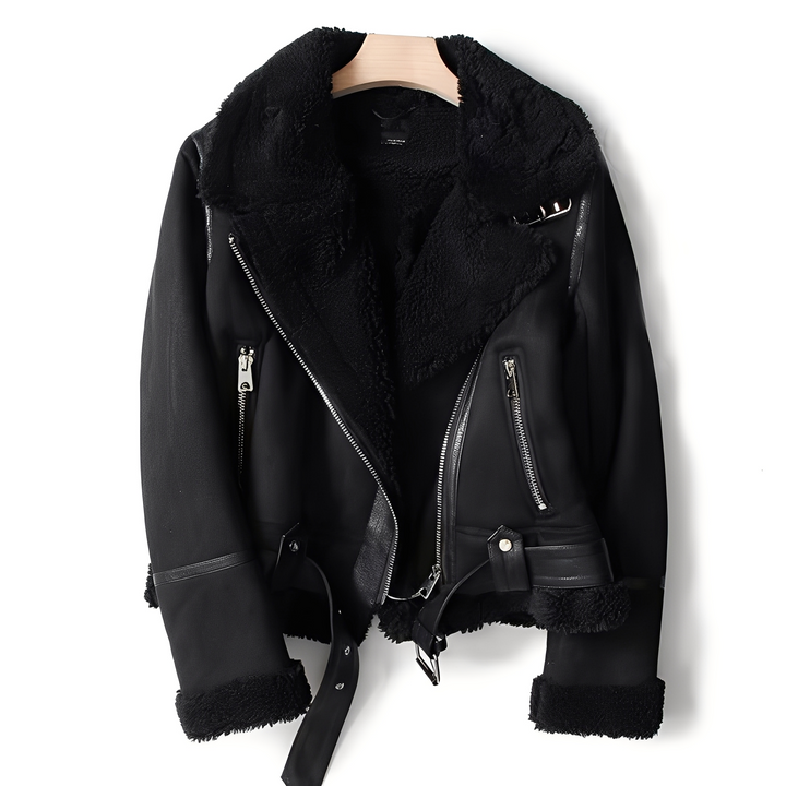 Drune | Stylische Damen-Wildlederjacke mit Gürtel