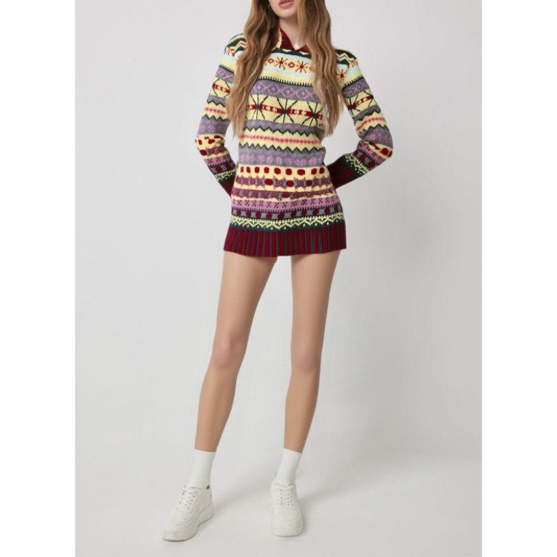Drune | Norweger Pullover - Strickkleid Mini
