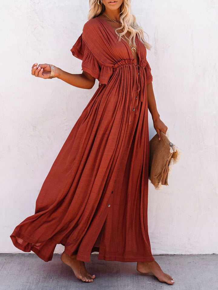 Drune | Stil Maxi Kleid mit Flatterärmeln für Frauen