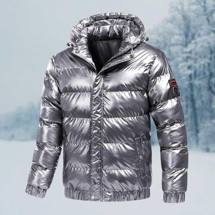 Drune | Stylische Glänzende Pufferjacke mit Kapuze für Herren