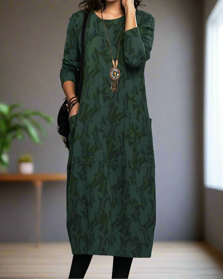 Drune | Kleid Mit Langen Ärmeln, Auffälligem Druck Und Bequemen Taschen