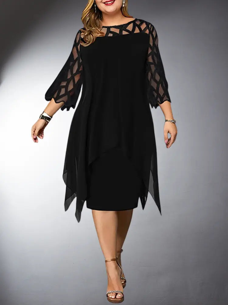 Drune | Elegantes Plus Size Spitzen-Midi-Kleid