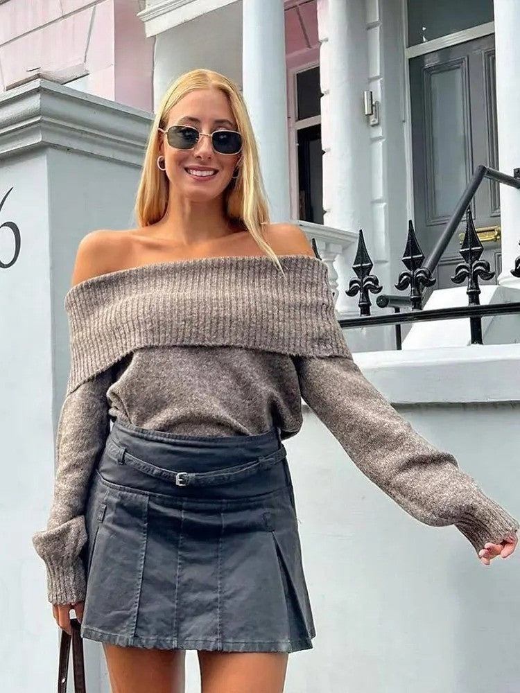 Drune | Off-Shoulder Damen Strickpullover