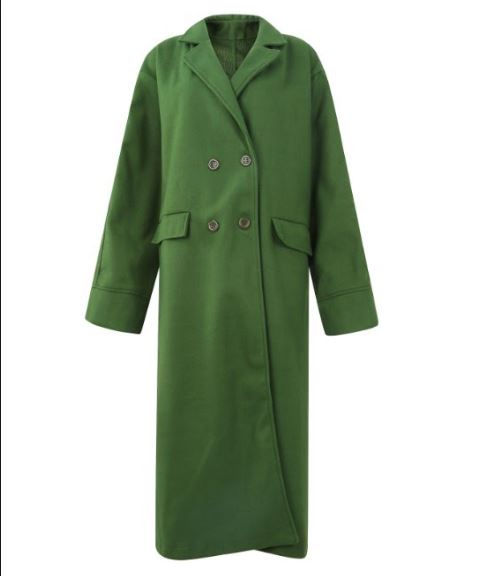 Drune | Langer Wollmantel mit Doppelknopfverschluss Taschen Reverskragen Lange Ärmel Damen Oversized Herbst und Winter