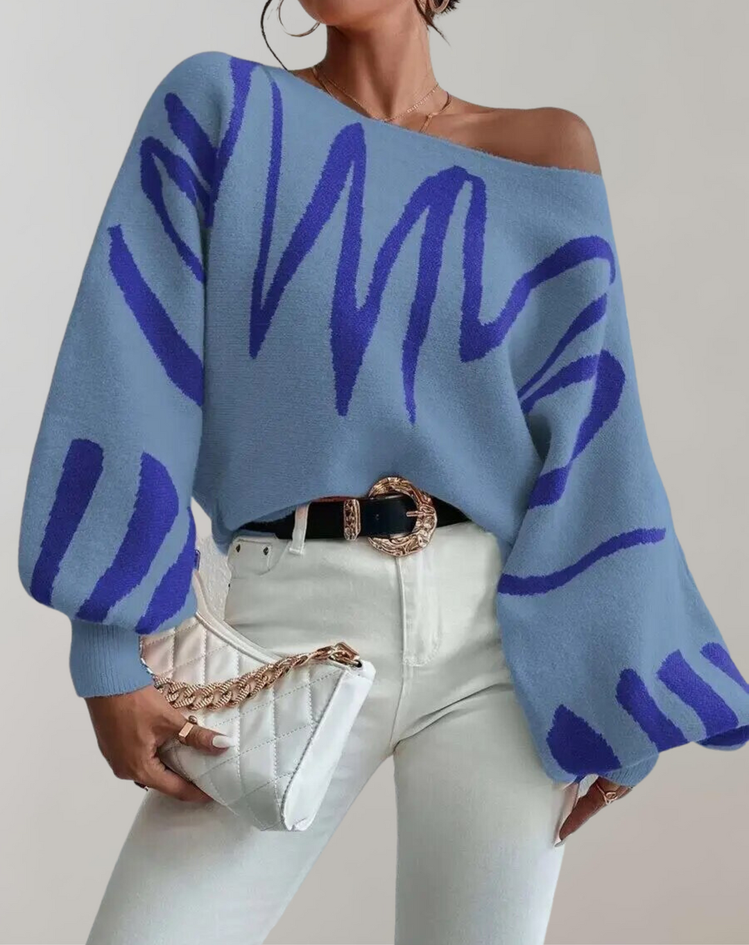 Drune - Print Laternenärmel Off-Shoulder