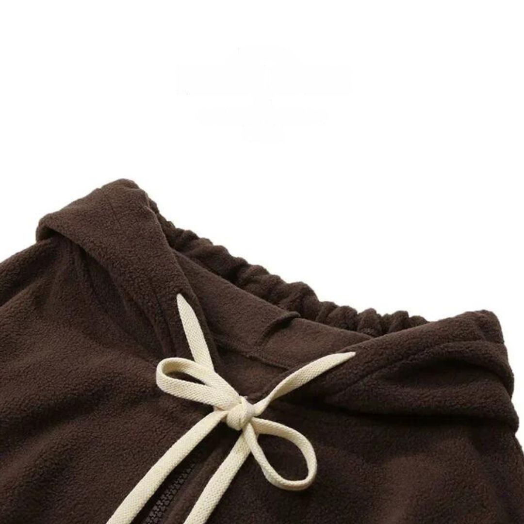 Drune | Fleecejacke mit Kapuze und Patchworkmuster