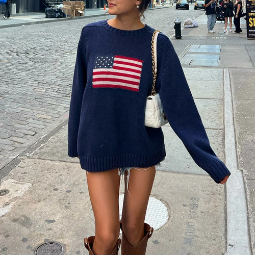 Drune | Strickpullover Amerikanische Flagge