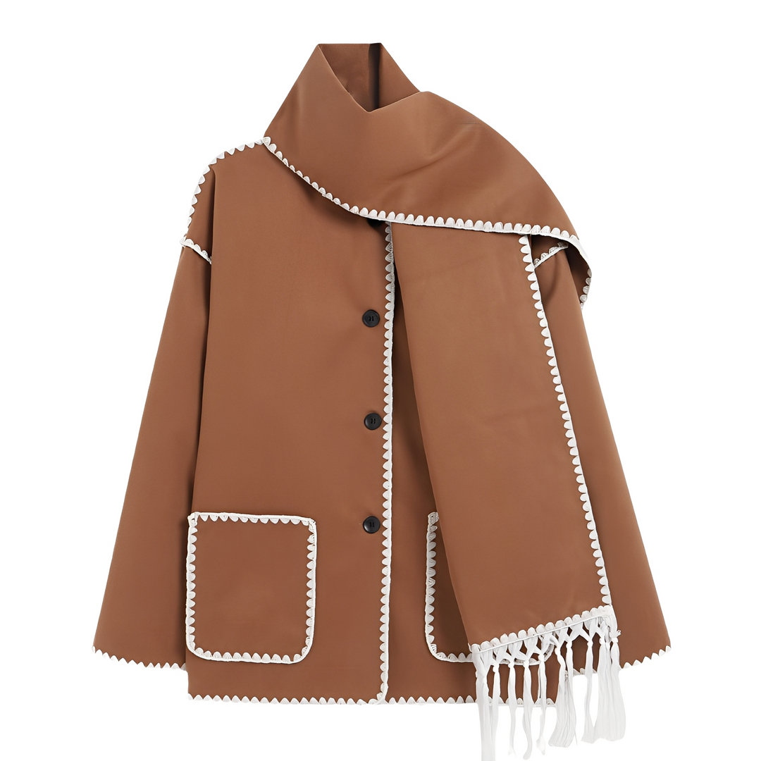 Drune | Elegante, locker geschnittene Damen-Wolljacke mit Schal