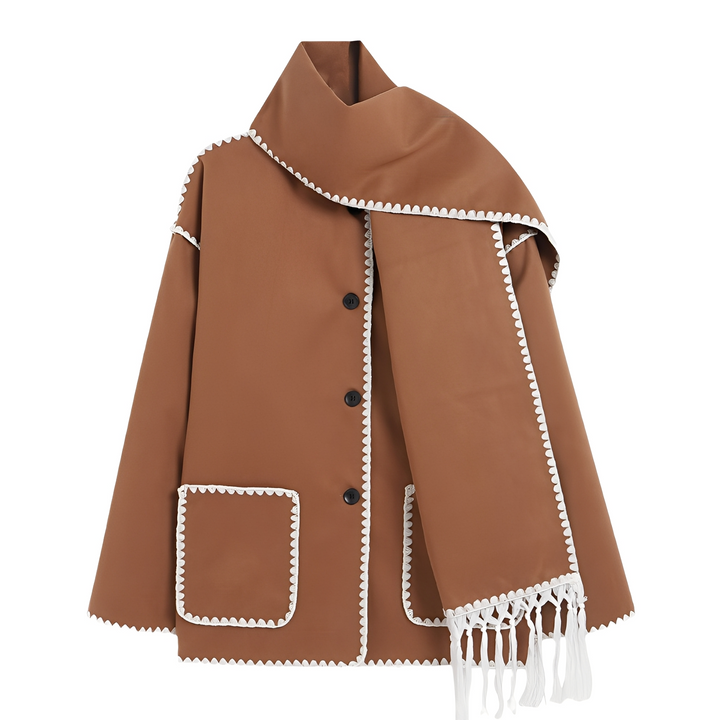 Drune | Elegante, locker geschnittene Damen-Wolljacke mit Schal