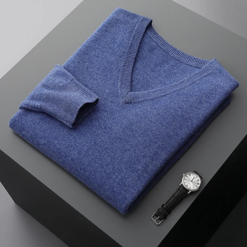 Drune Herren Pullover V-Ausschnitt langarm Strick