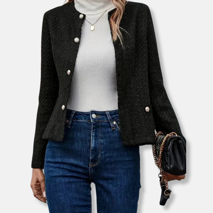 Drune | Wollen Kragenlose Jacke Knopf Front Anlassjacke