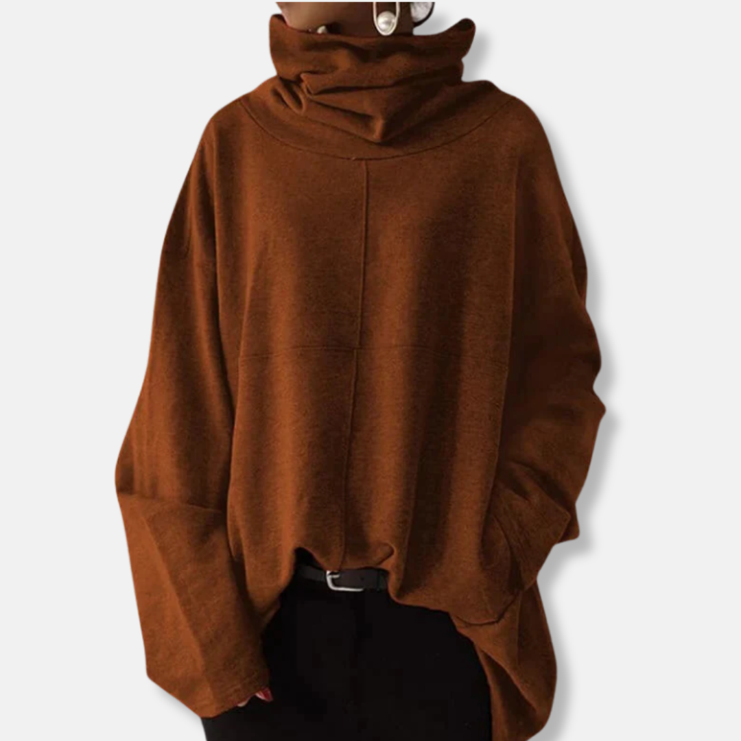Drune | Sweatshirt Pullover - Baumwollmischung - Übergroße Passform - Drapierter Cowl Neck