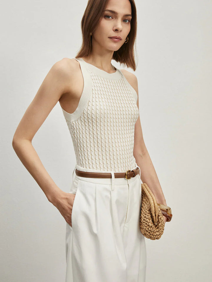 Drune | Ärmelloses Stricktop Strukturiertes Design Elegant und Zeitlos