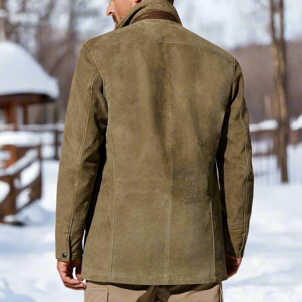 Drune | Wildlederlook Mit Lederdetails Strukturierte Passform Knopfverschluss