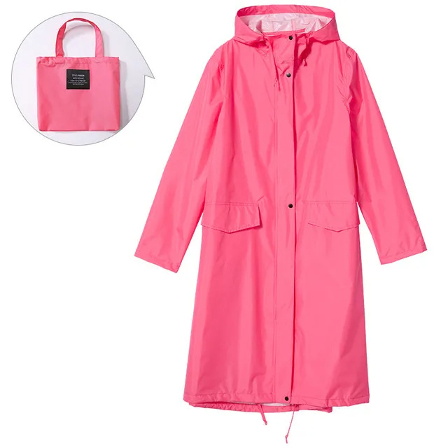 Damen Regenjacke Wasserdicht Lang Leicht mit Kapuze
