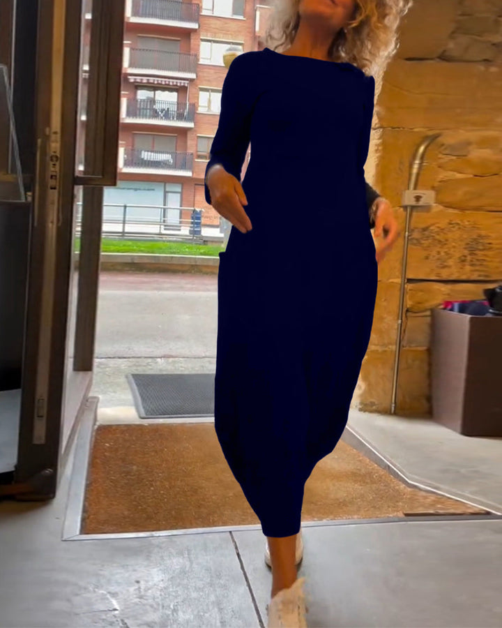 Drune | Kleid mit Rundhalsausschnitt und Langen Ärmeln und Tasche