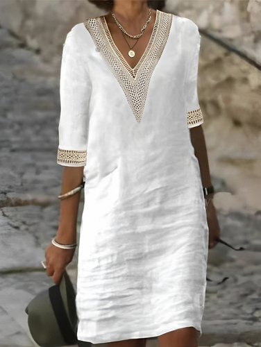 Drune | Damen Baumwoll-Leinen Kleid Lässig & Bequem