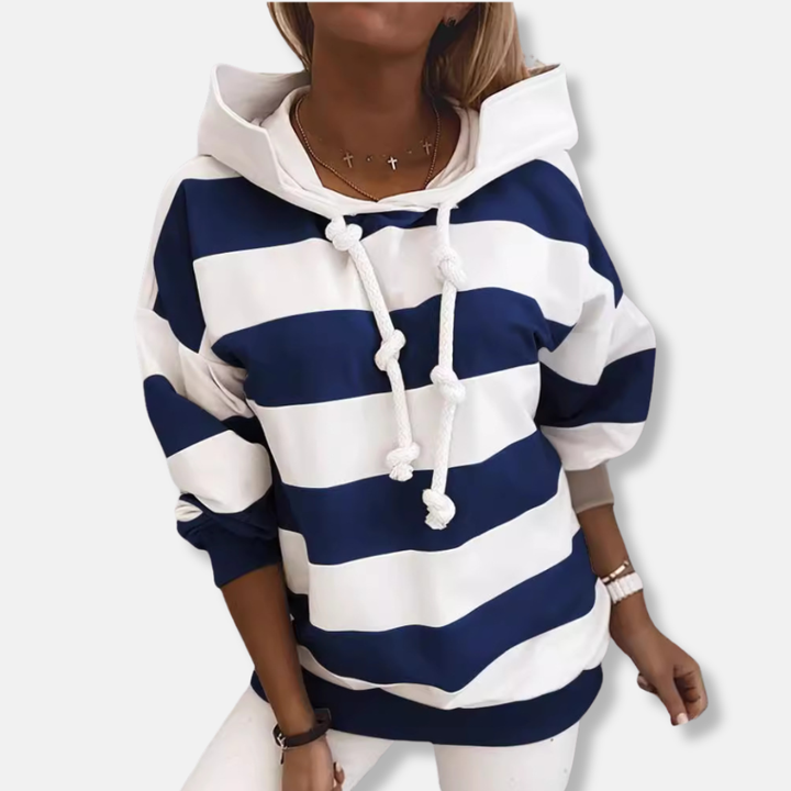 Drune | Lockere Passform Hoodie - Gestreifter lässiger Hoodie