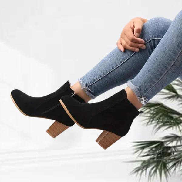 Drune | Damen Lässig Wildleder Stiefeletten, Niedriger Blockabsatz, Seitenreißverschluss