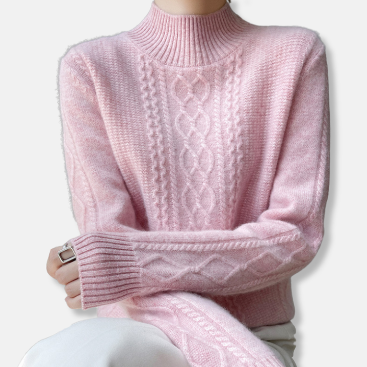 Drune | Sweater - Soft-Touch Strick - Lockere Passform - Mock Neck - Kabelstrickmuster
