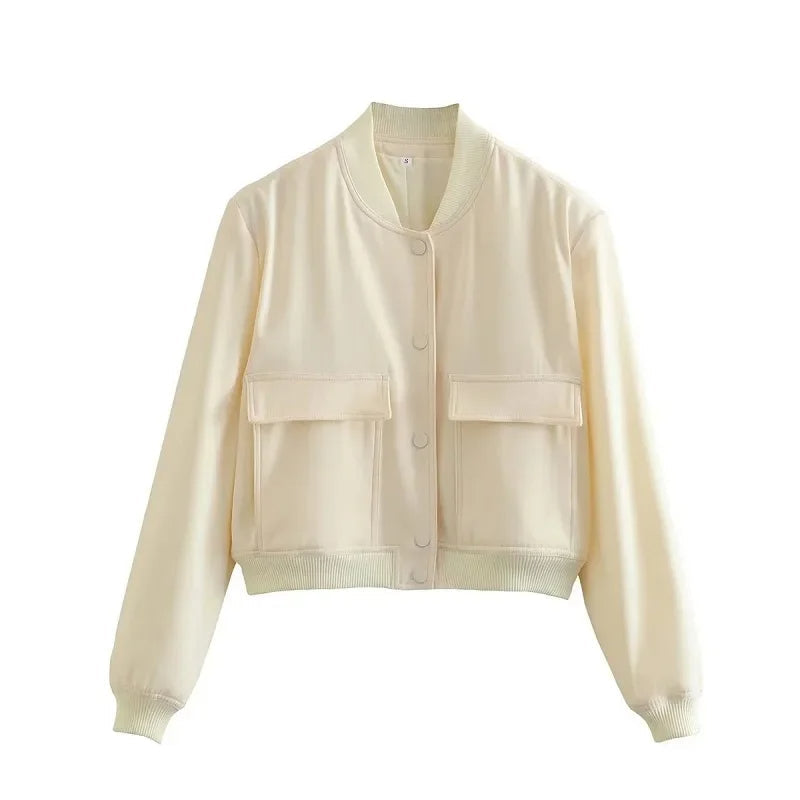 Drune | Weißes Cropped Bomberjacke für Damen