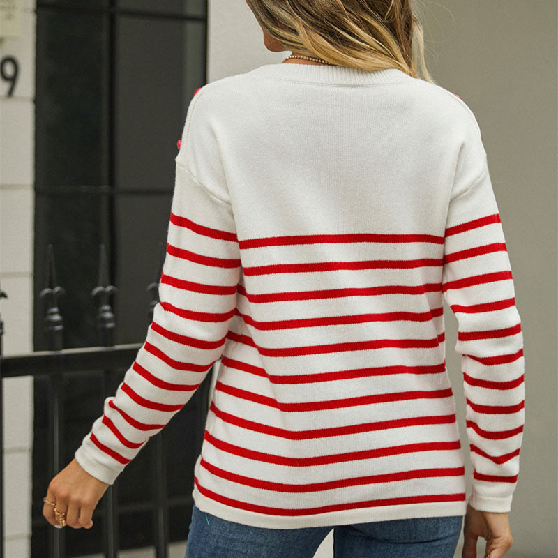 Drune | Gestreifter Strickpullover mit Feinem Muster