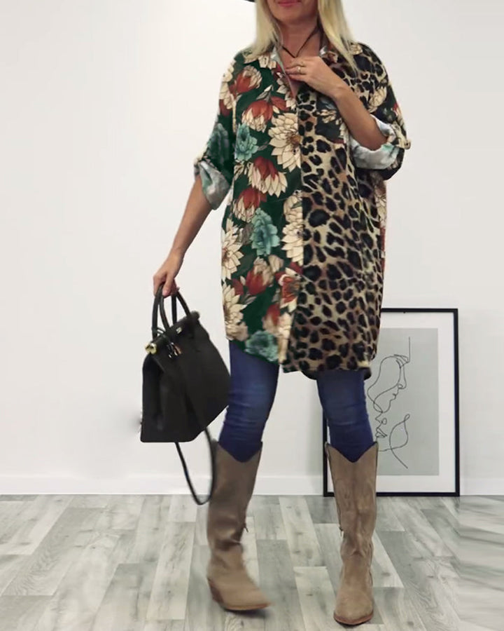 Drune | Patchwork Hemd mit Leopardenmuster