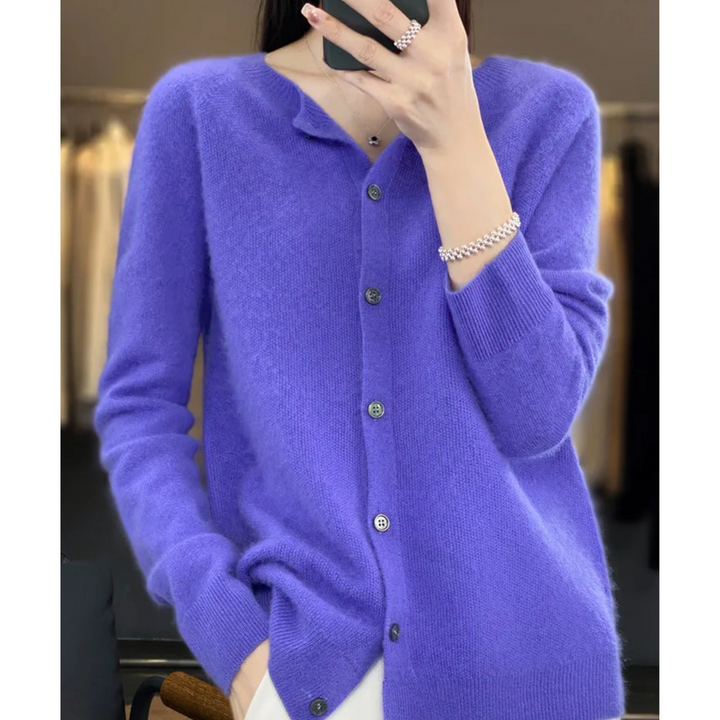 Drune | Merinowolle Damen O-Ausschnitt Strickjacke pullover