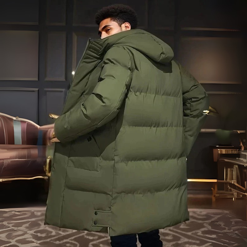 Drune | Herren Langer Wintermantel Mit Verstellbarer Kapuze Und Reißverschluss Design